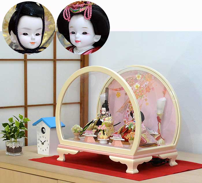 プリンセスひな人形 ケースセット ドーム型アイボリー 桜式部雛