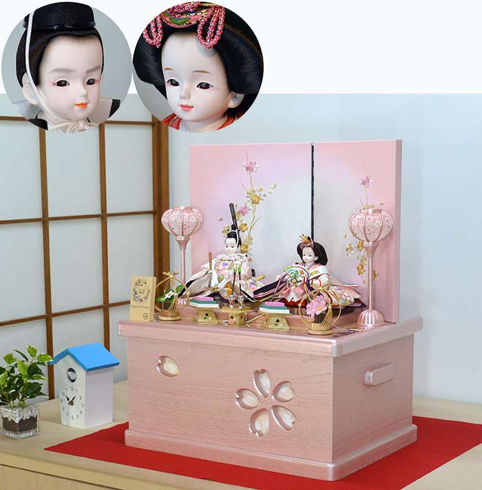 ワンランク上のプリンセス雛人形　桜子雛　パールピンク　収納セット＜33-4802＞